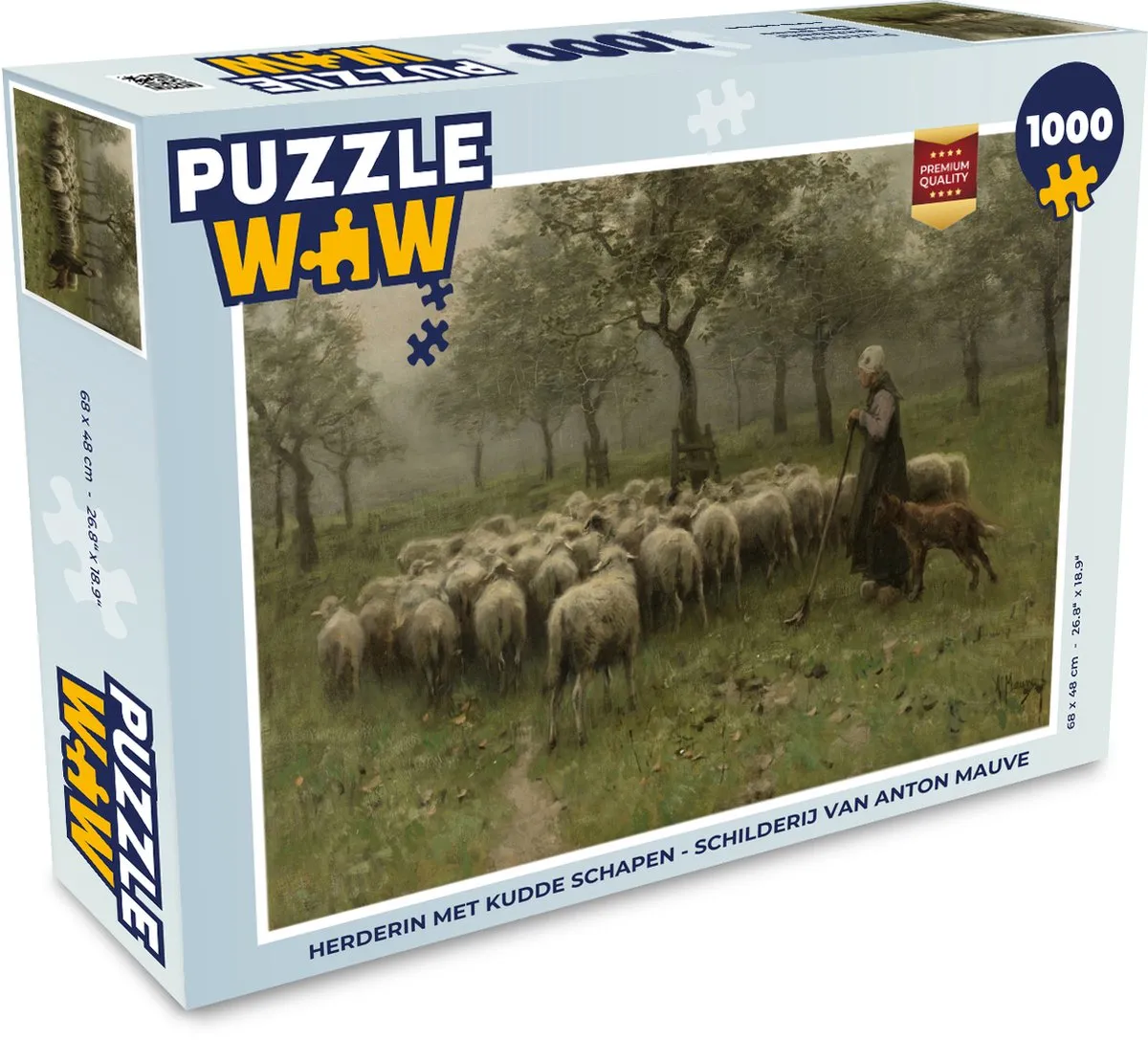 PuzzleWow Herderin met Kudde Schapen Legpuzzel 1000 Stuks - Multicolor