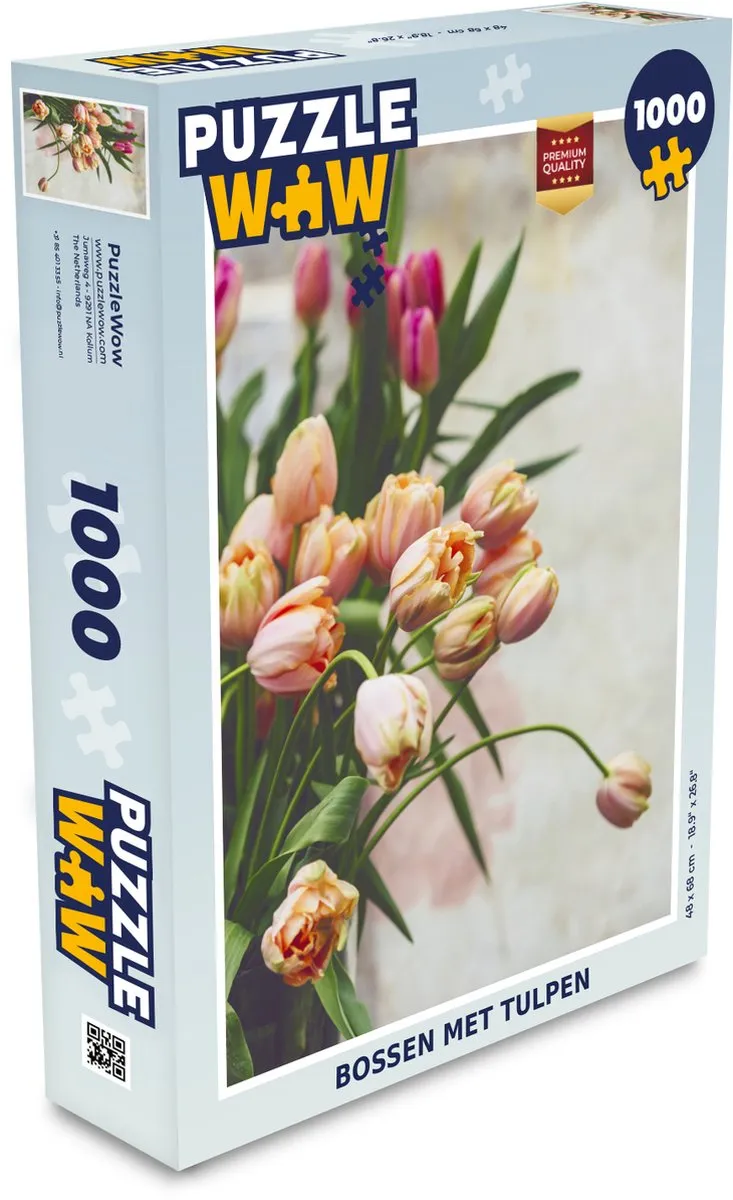 PuzzleWow Legpuzzel Bossen met tulpen 1000 Stuks - Multicolor