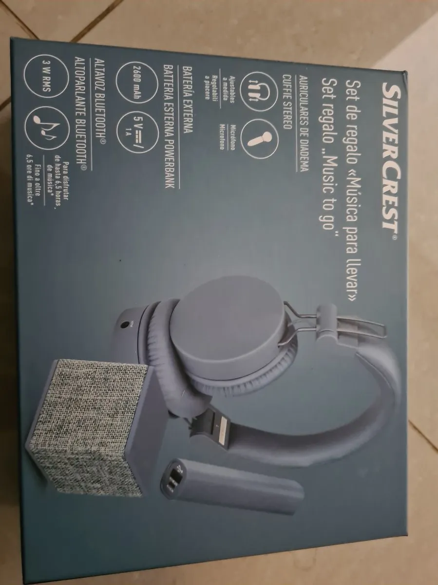 SILVERCREST Geschenkset Blauw - Oortelefoons Powerbank Bluetooth Speaker