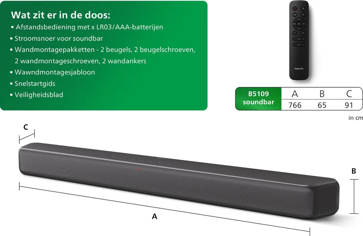 Philips TAB5109 Soundbar 2.0 - Zwart