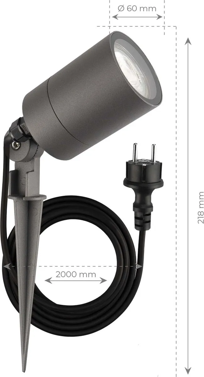 LEDVION LED Prikspots Antraciet IP65 5W 4000K - 2M