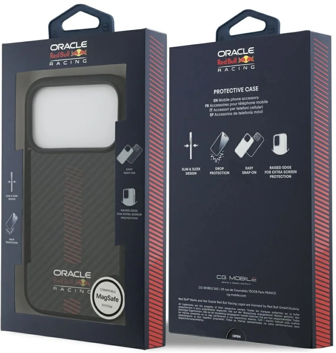 Red Bull Racing iPhone 17 Pro Back Cover - Zwart - Kevlar - MagSafe