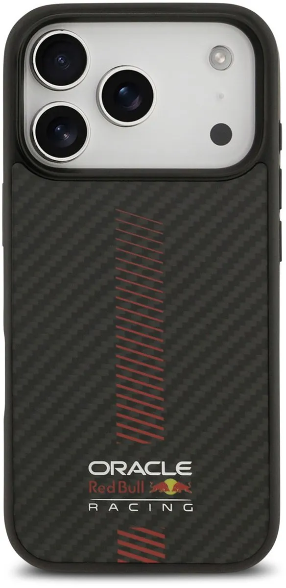 Red Bull Racing iPhone 17 Pro Back Cover - Zwart - Kevlar - MagSafe