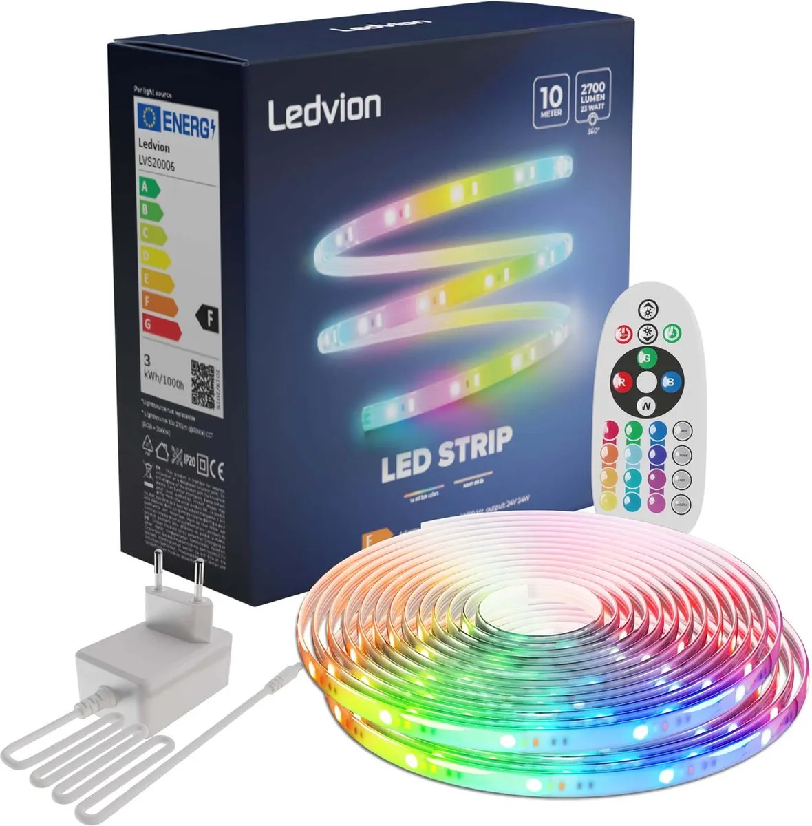 LEDVION LED-Strip Dimbaar 10m RGBW 24W