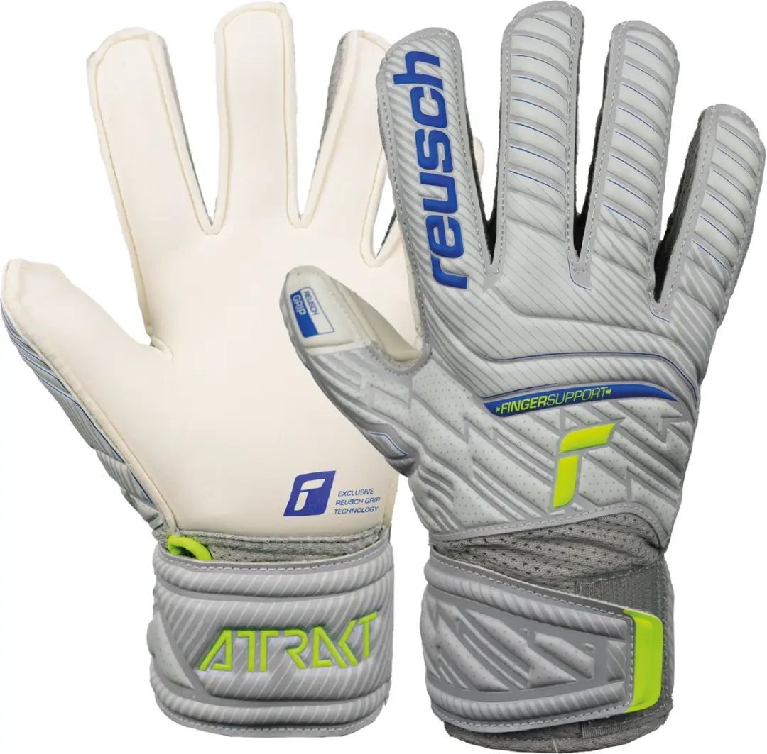 Reusch Attrakt Grip Finger Support Junior Grey Keepershandschoenen Kinderen