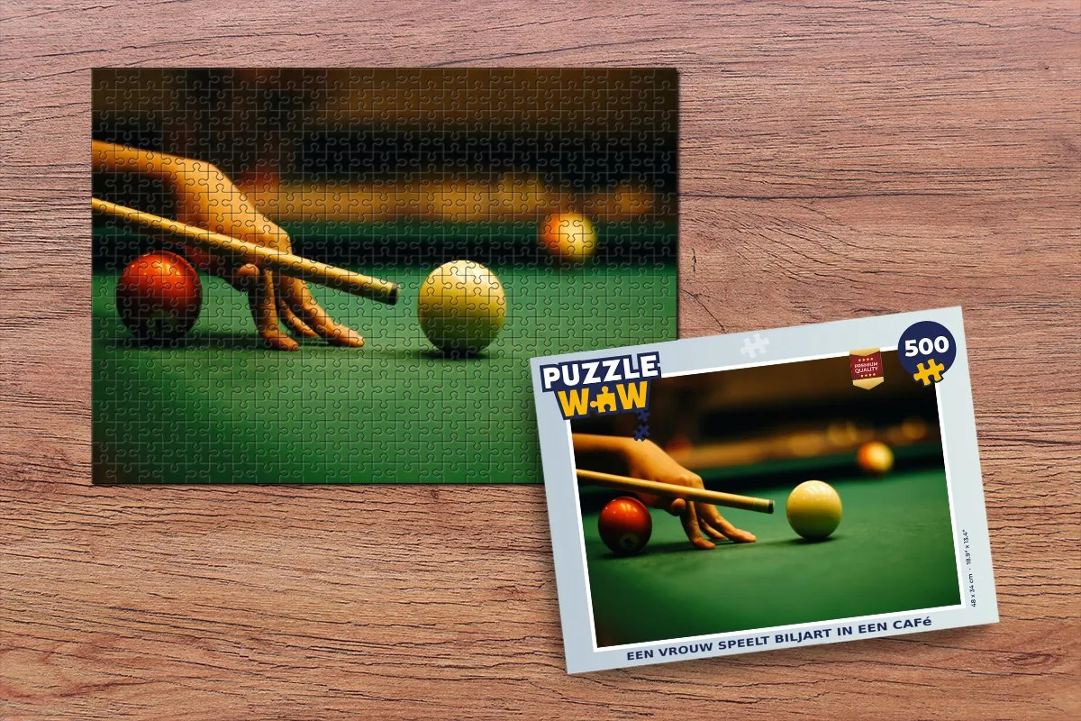 PuzzleWow Legpuzzel Café Biljart 500 Stuks - Multicolor