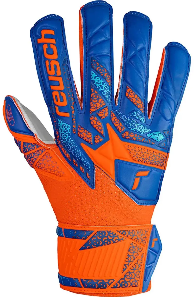 Reusch Attrakt Solid Finger Support Junior Keepershandschoenen 4 - Oranje/Blauw