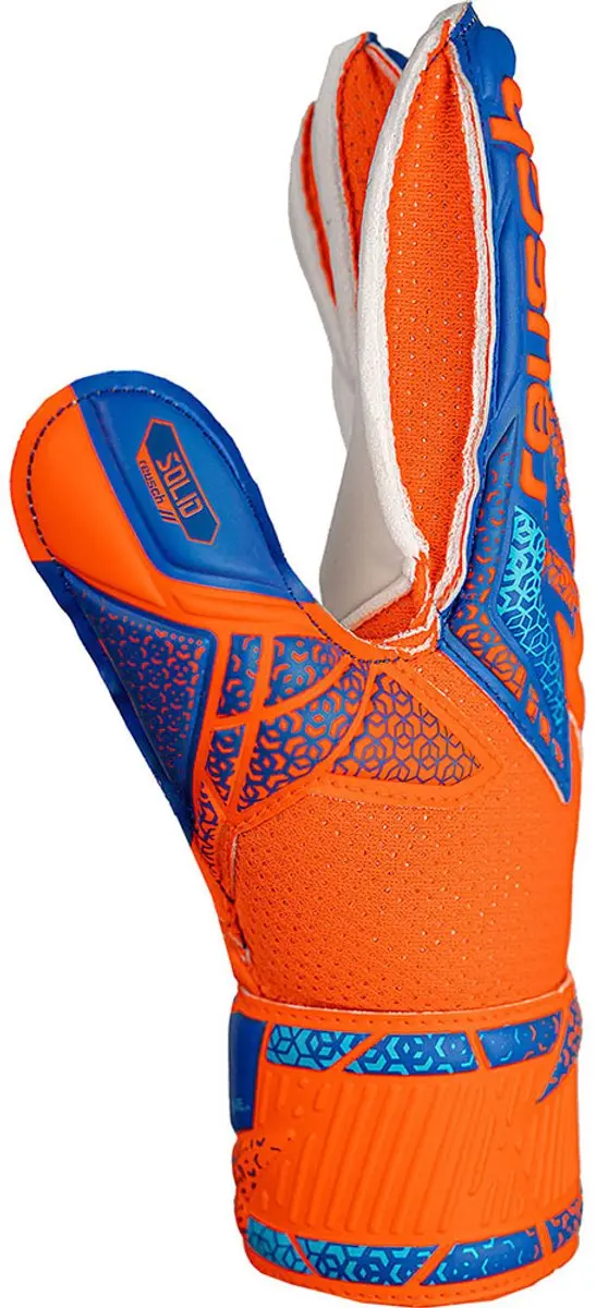 Reusch Attrakt Solid Finger Support Junior Keepershandschoenen 4 - Oranje/Blauw