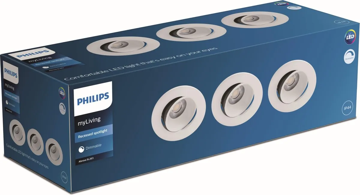 Philips Abrosa Inbouwspot 3-lichts - Wit