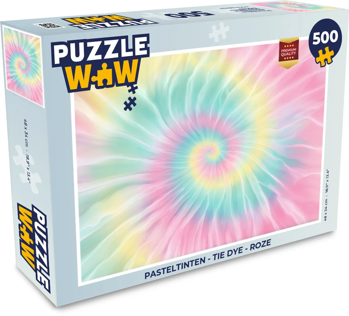 PuzzleWow Legpuzzel 500 Stuks - Pasteltinten Tie Dye Roze
