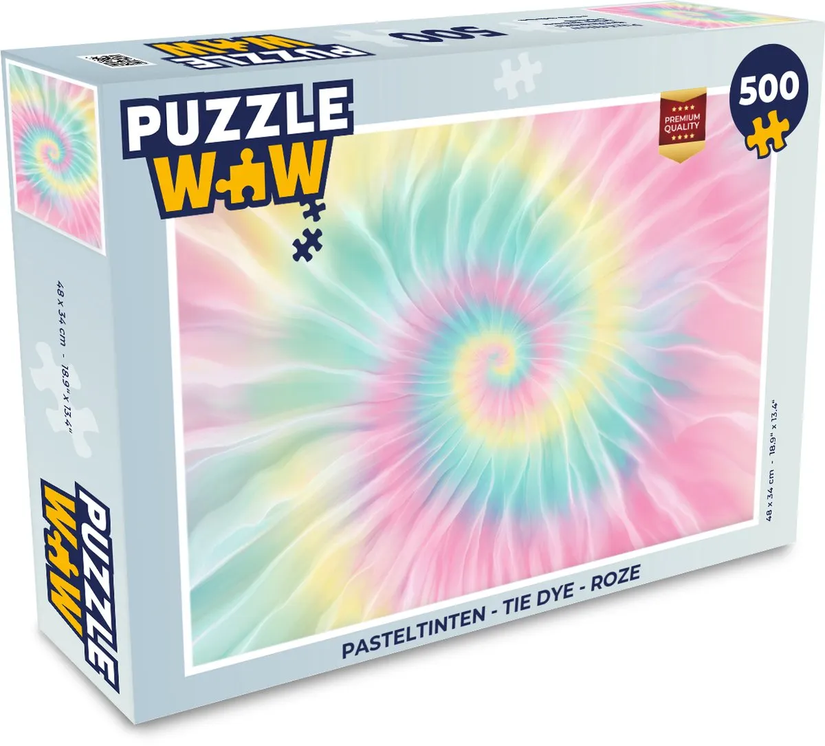 PuzzleWow Legpuzzel 500 Stuks - Pasteltinten Tie Dye Roze