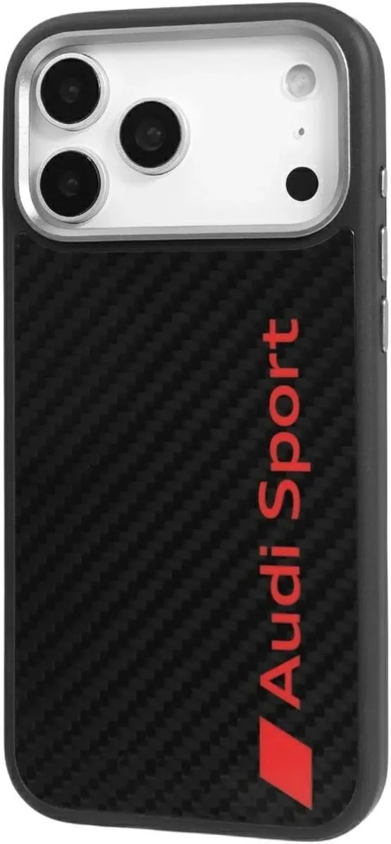 Audi Carbon Fiber Hoesje iPhone 17 Pro Max MagSafe - Zwart