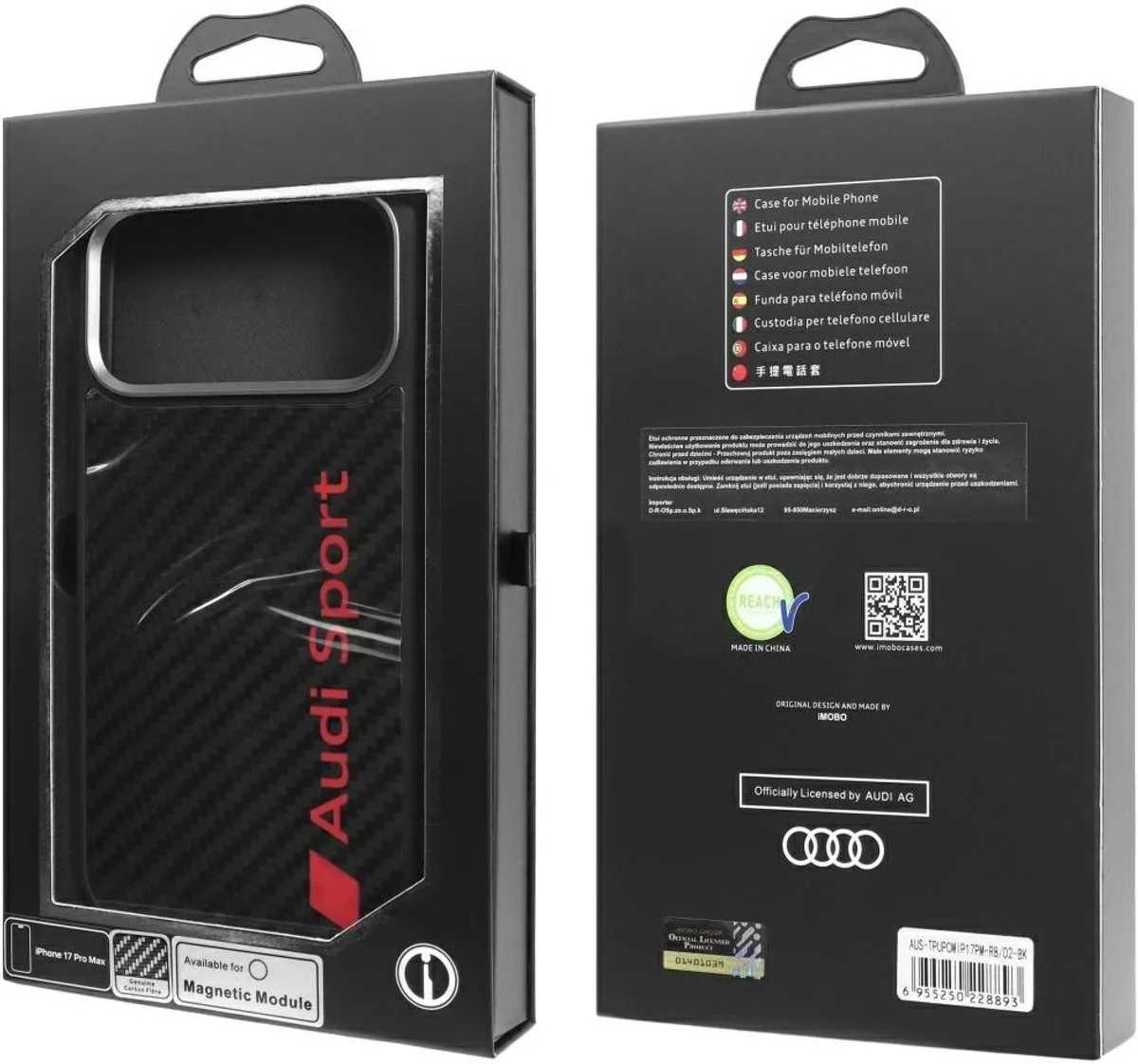 Audi Carbon Fiber Hoesje iPhone 17 Pro Max MagSafe - Zwart