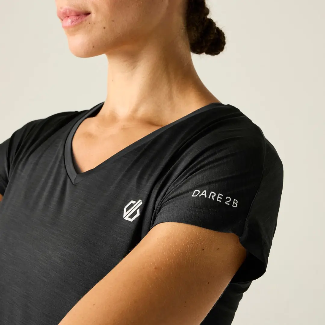 Dare 2b Vigilant Q-Wic Dames Fitness-T-shirt Zwart - Maat 44