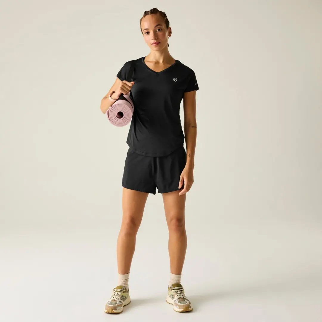 Dare 2b Vigilant Q-Wic Dames Fitness-T-shirt Zwart - Maat 44