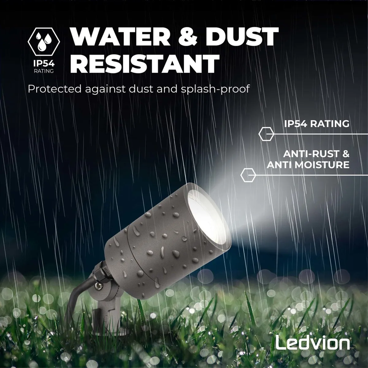 LEDVION 6x LED Prikspots Antraciet IP65 5W 6500K