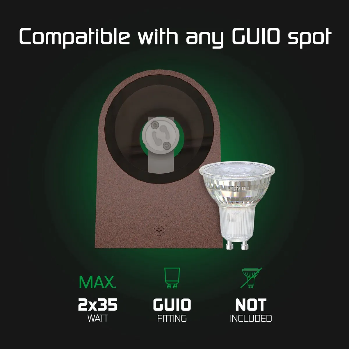 LEDVION Wandlamp Buiten Santa Barbara Roest - 2x GU10