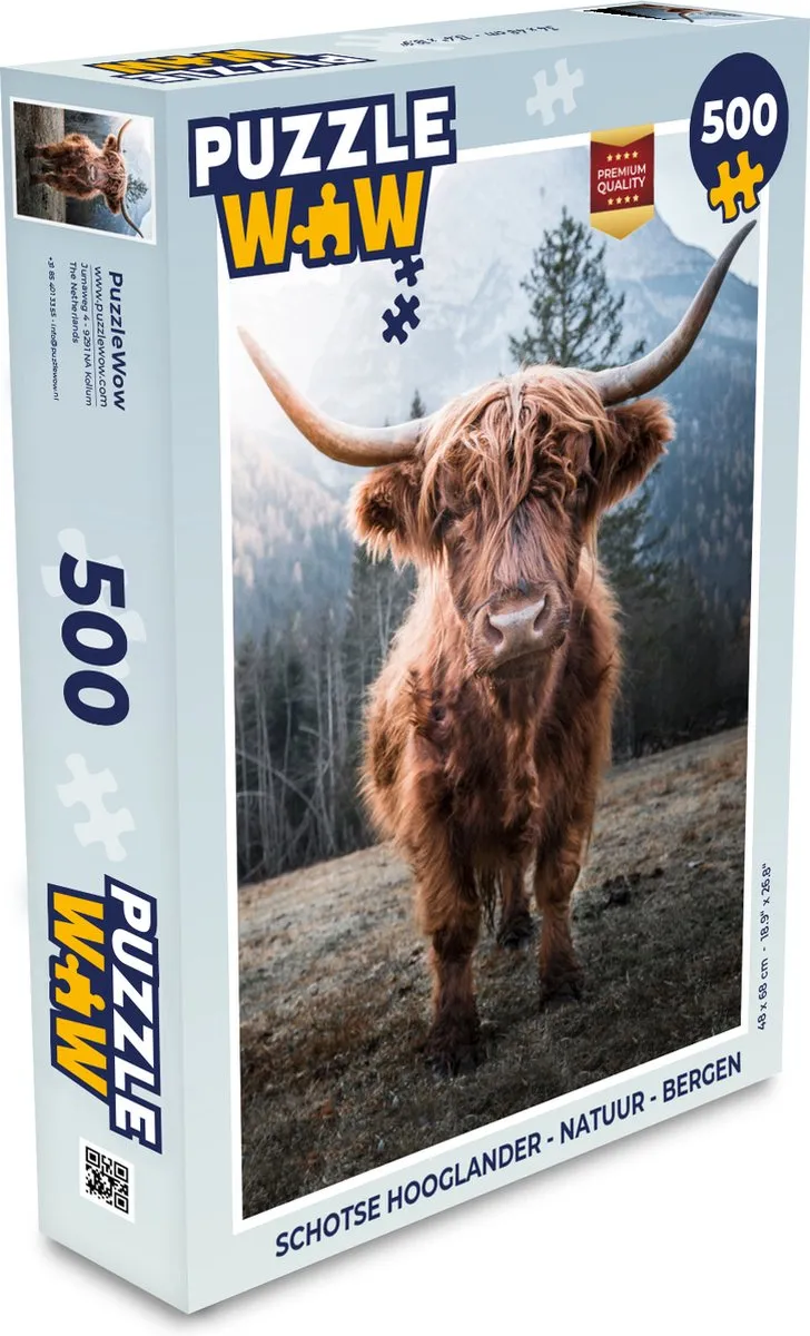 PuzzleWow Schotse Hooglander Legpuzzel 500 Stuks - Multicolor
