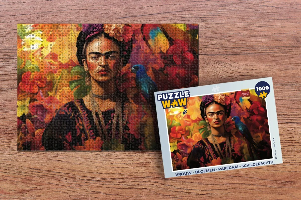 PuzzleWow Legpuzzel 1000 Stuks - Bloemen & Papegaai