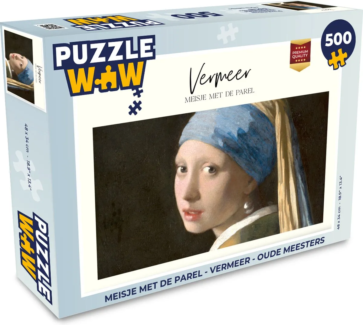 PuzzleWow Vermeer Meisje met de parel Legpuzzel 500 Stuks