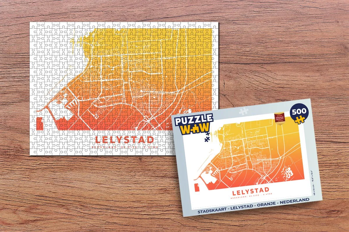 PuzzleWow Stadskaart Lelystad Legpuzzel 500 Stuks - Multicolor