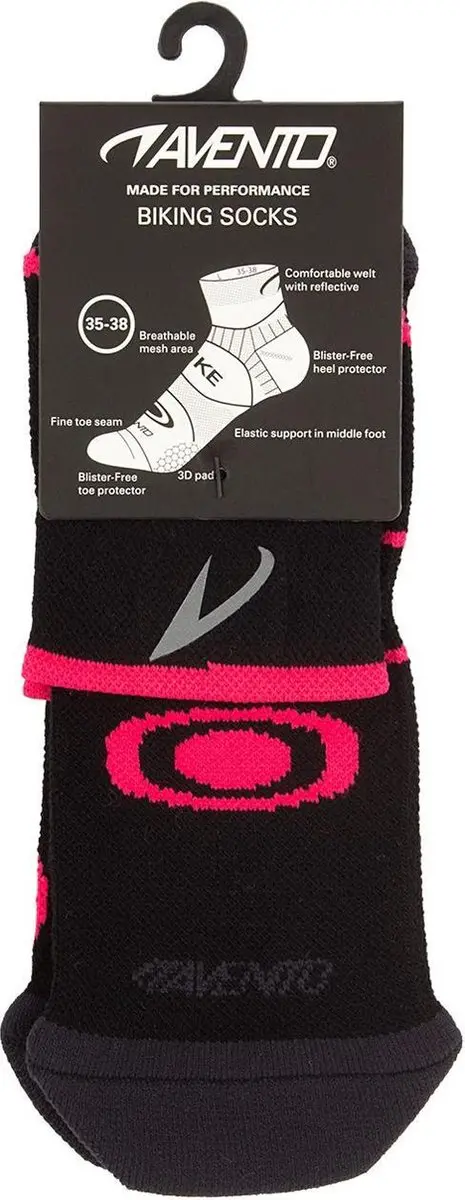 Avento Wielrensokken Climayarn - Zwart/Roze - 39-42 - afbeelding 4 van 5