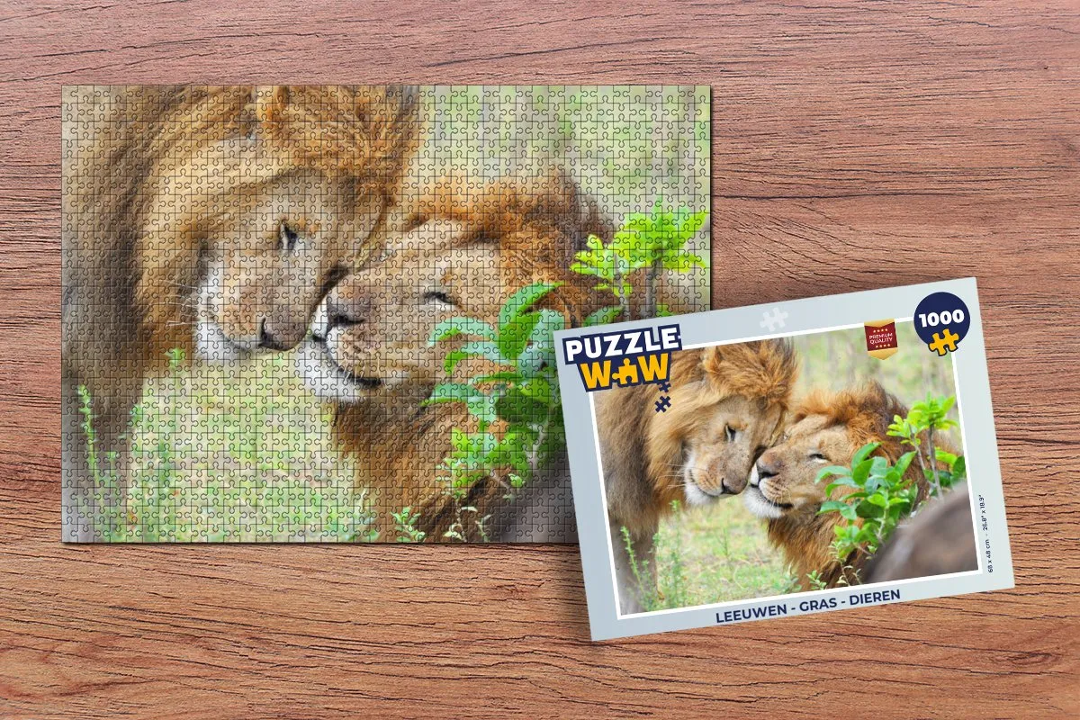 PuzzleWow Leeuwen Gras Dieren Legpuzzel 1000 Stuks - Multicolor