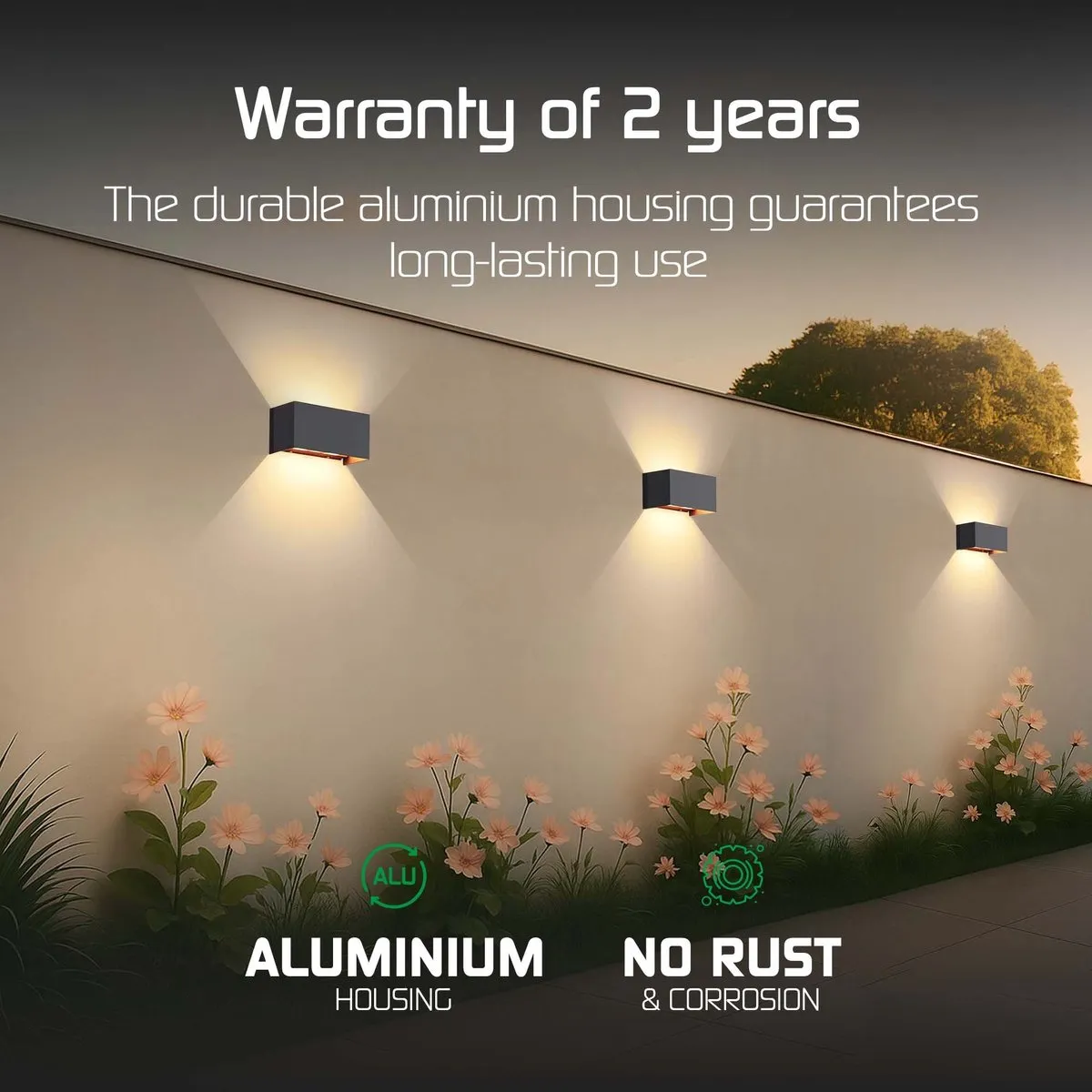 LEDVION 2x LED Wandlamp 9,5W 3000K - Antraciet - afbeelding 6 van 6
