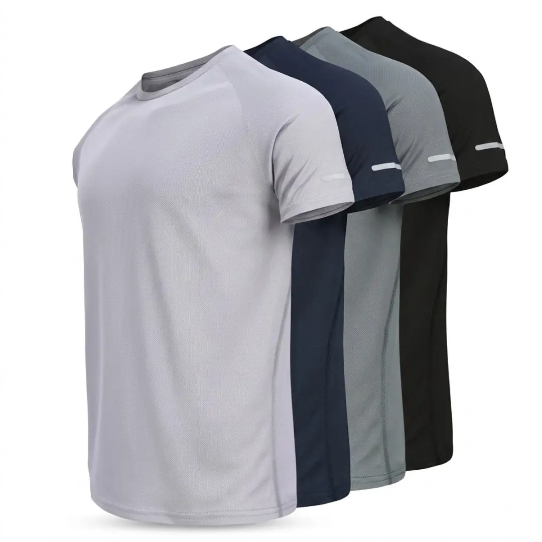 Grijs, donkerblauw, zwart en wit tennisshirt heren