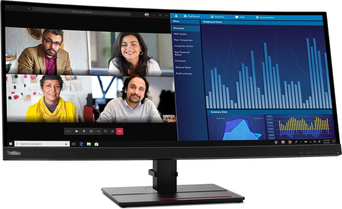 Lenovo ThinkVision P34W-20 Curved Monitor 34" WQHD - USB-C Dock 65W