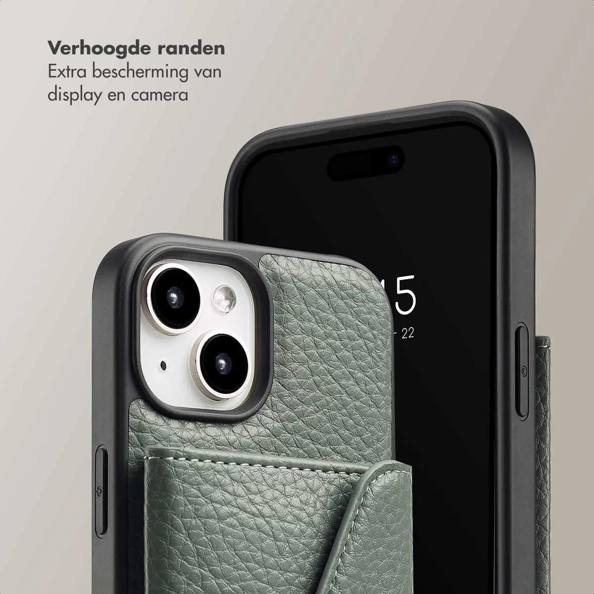 Selencia Koordhoes iPhone 15 Sage Green - 3 Pasjes