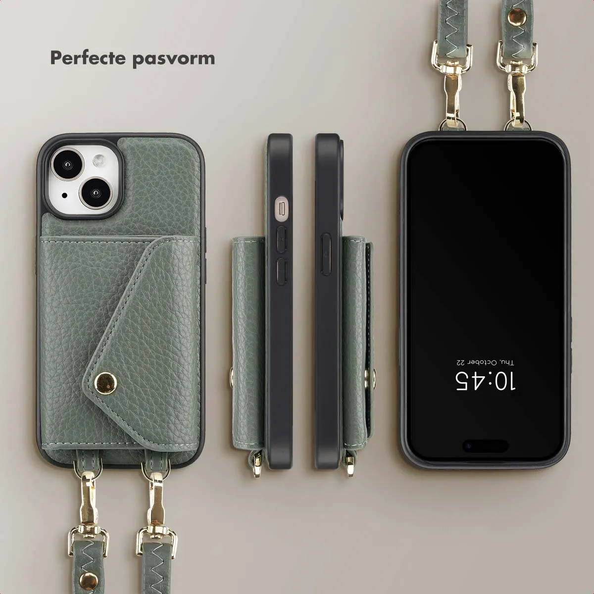 Selencia Koordhoes iPhone 15 Sage Green - 3 Pasjes - afbeelding 6 van 6
