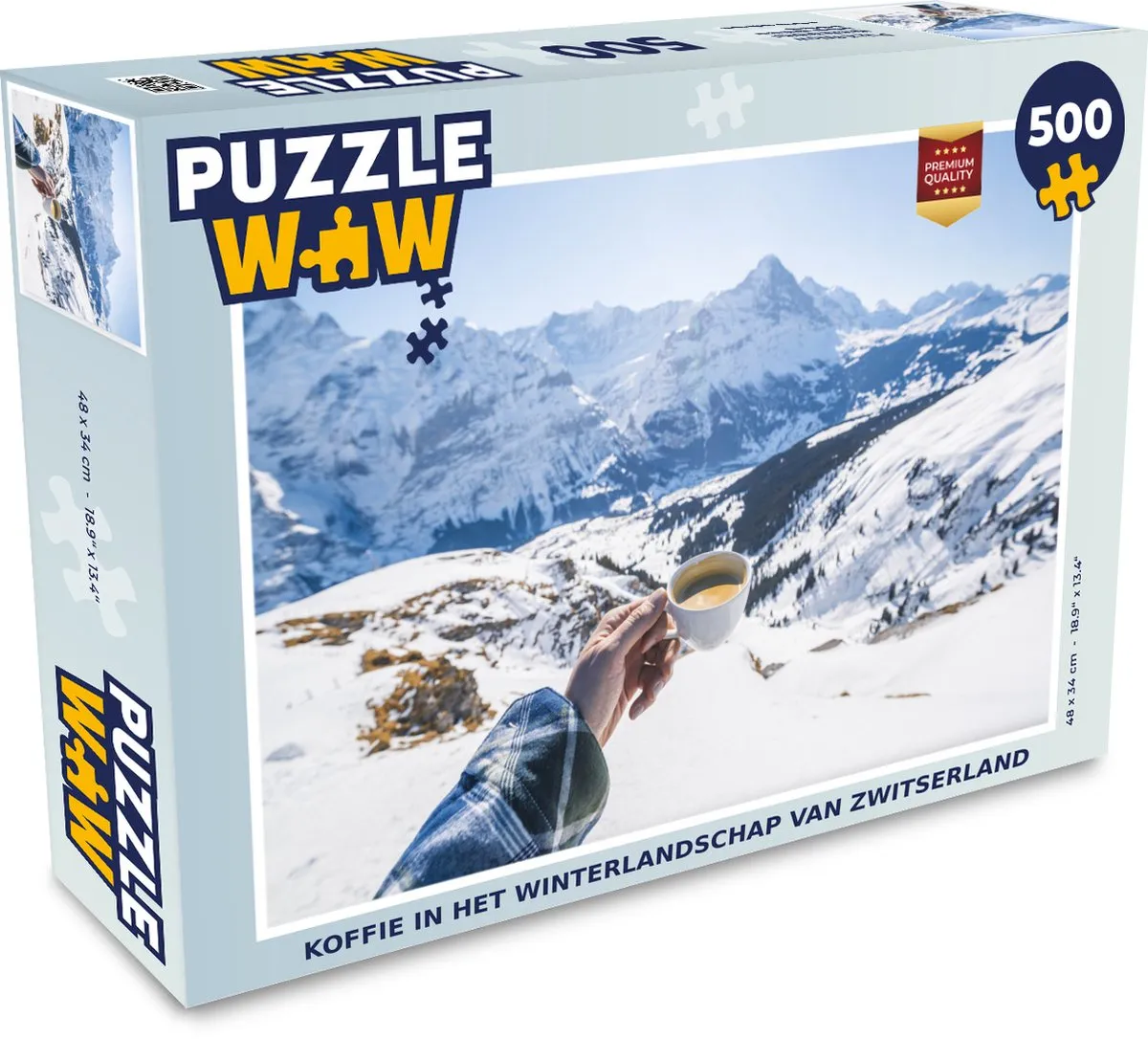 PuzzleWow Zwitserland Winterlandschap Legpuzzel 500 Stuks - Multicolor