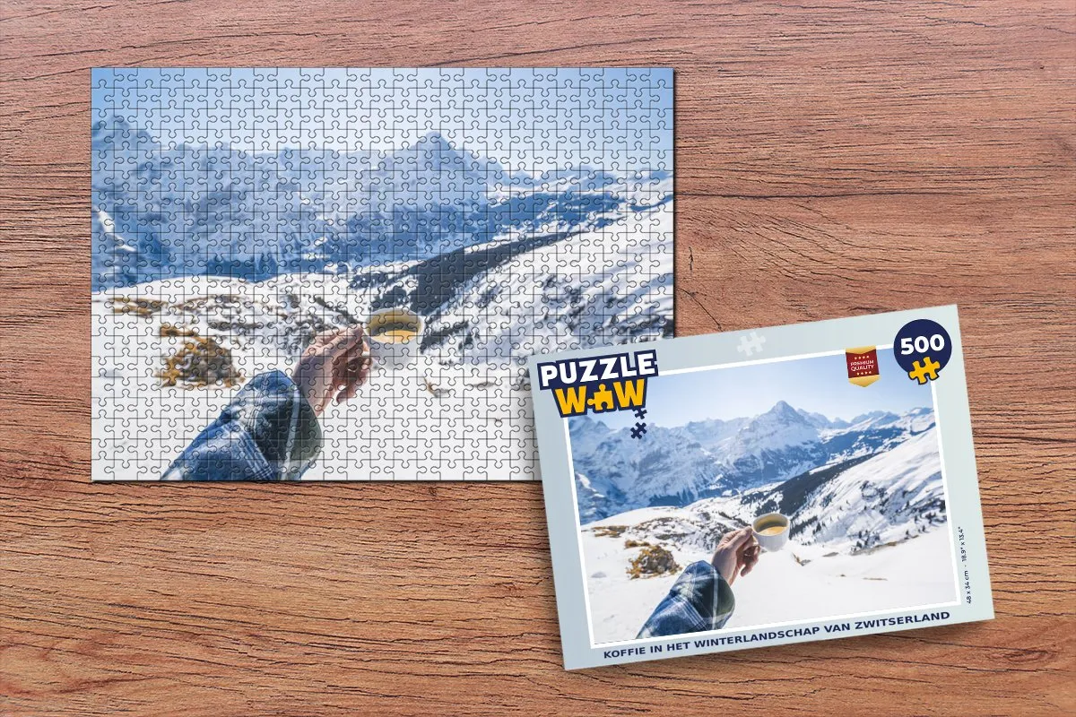 PuzzleWow Zwitserland Winterlandschap Legpuzzel 500 Stuks - Multicolor
