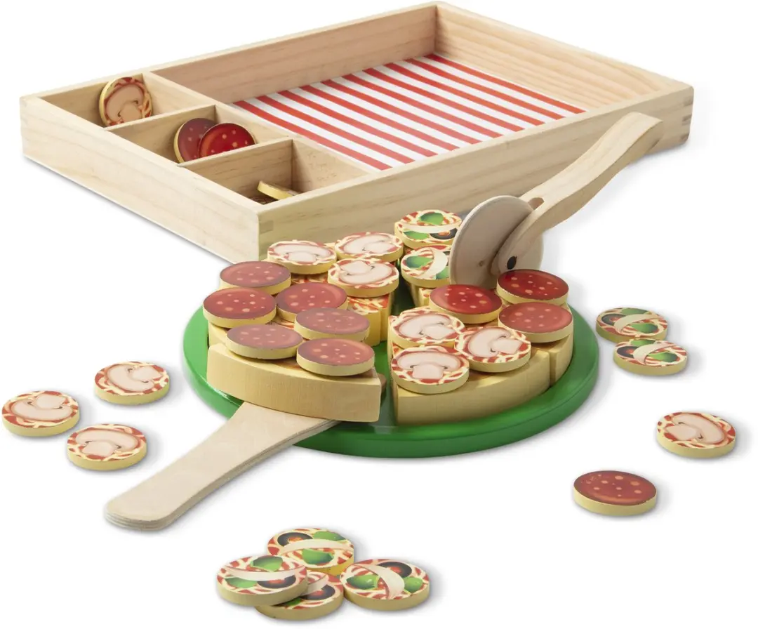 Melissa & Doug Houten Pizzaset - 36 Stukken Meerkleurig - afbeelding 3 van 6
