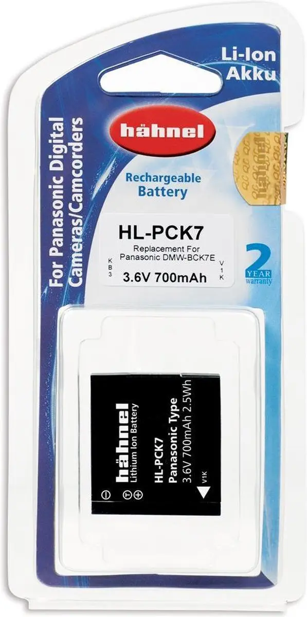 Hähnel HL-PCK7 Accu - Panasonic DMW-BCK7 700mAh - afbeelding 5 van 5