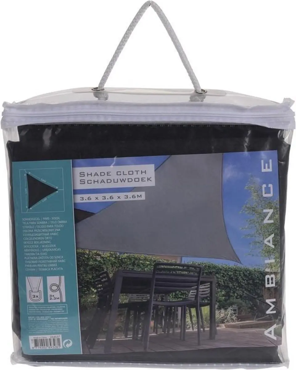 Koopman Ambiance Schaduwdoek Driehoek 360x360x360cm - Donkergrijs - afbeelding 5 van 6