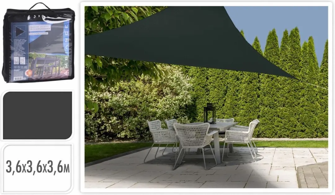 Koopman Ambiance Schaduwdoek Driehoek 360x360x360cm - Donkergrijs - afbeelding 4 van 6