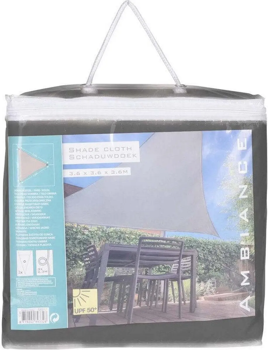 Koopman Ambiance Schaduwdoek Driehoek 360x360x360cm - Donkergrijs - afbeelding 6 van 6