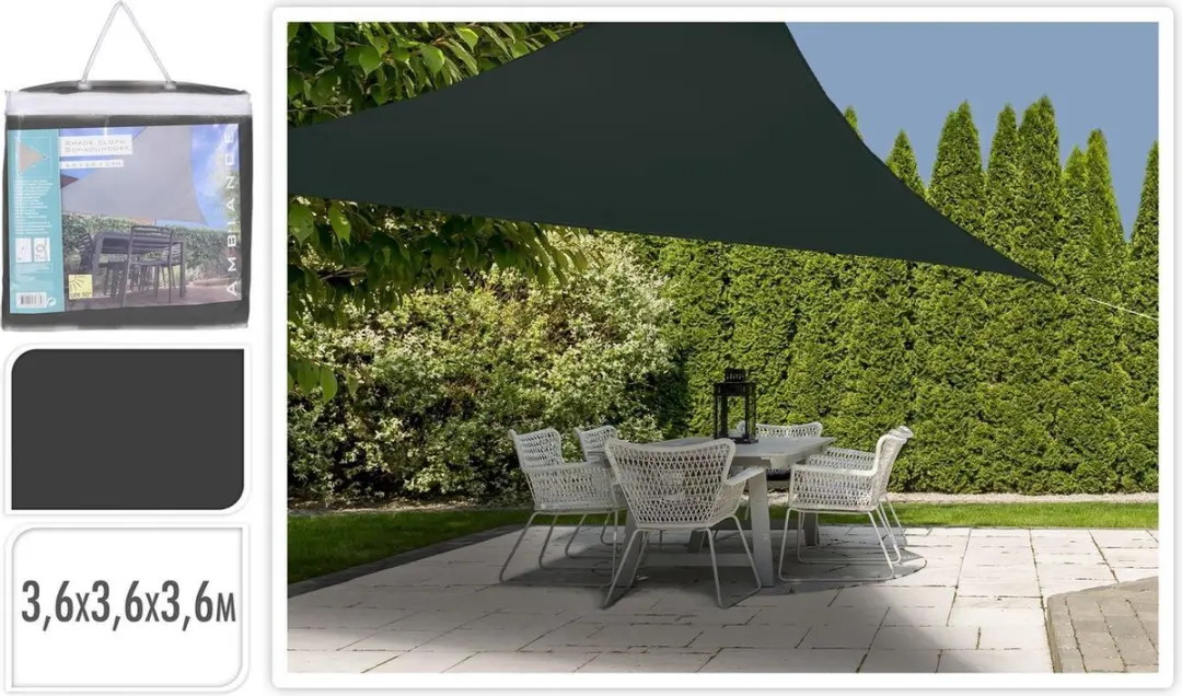 Koopman Ambiance Schaduwdoek Driehoek 360x360x360cm - Donkergrijs - afbeelding 3 van 6