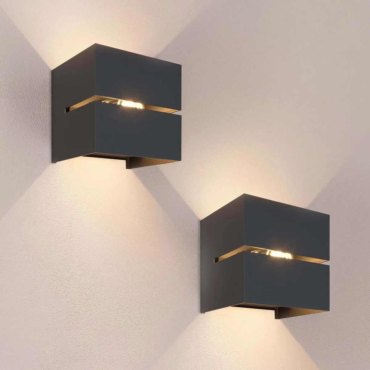 Ledvion 2x LED Wandlamp 3W 3000K IP54 Zwart