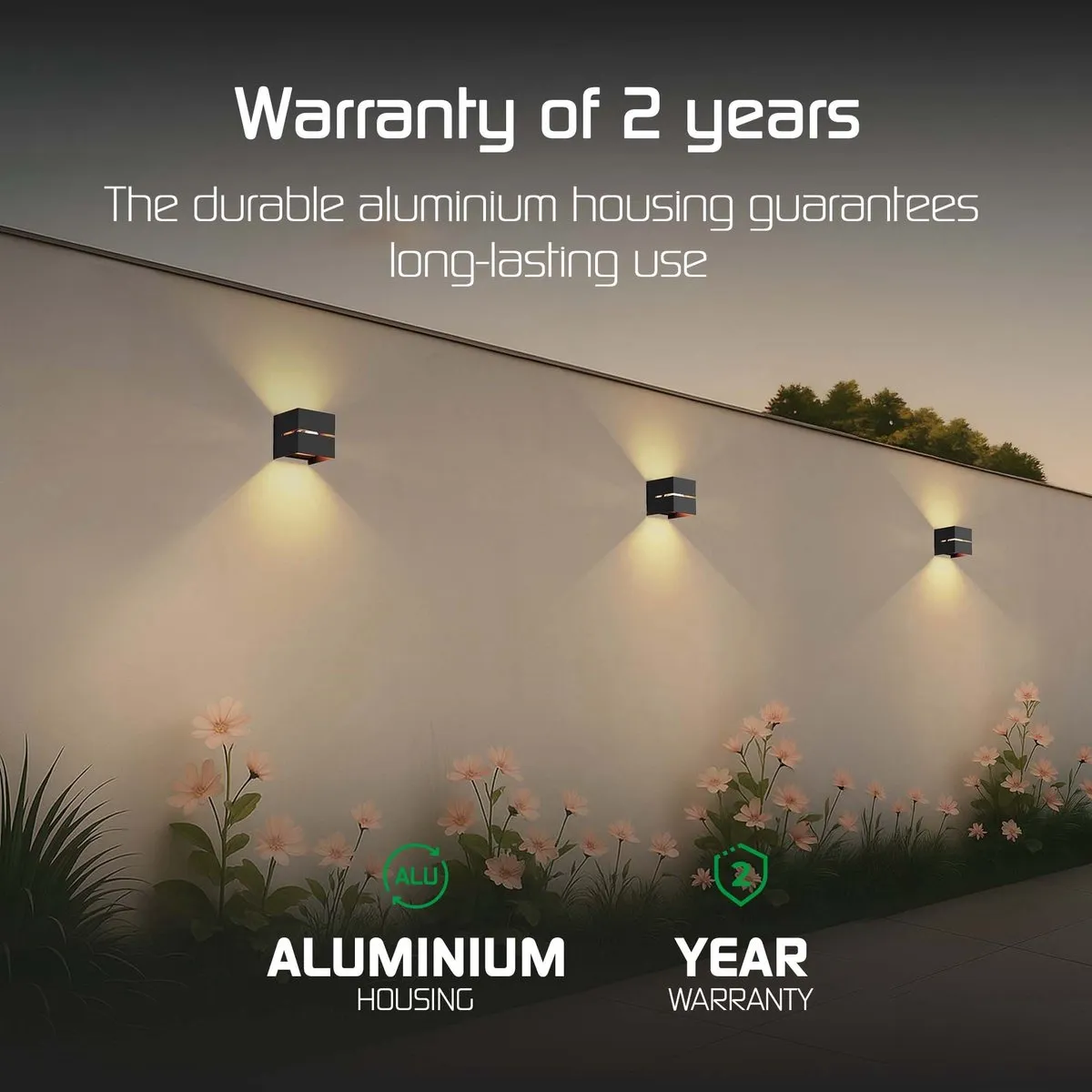 Ledvion 2x LED Wandlamp 3W 3000K IP54 Zwart
