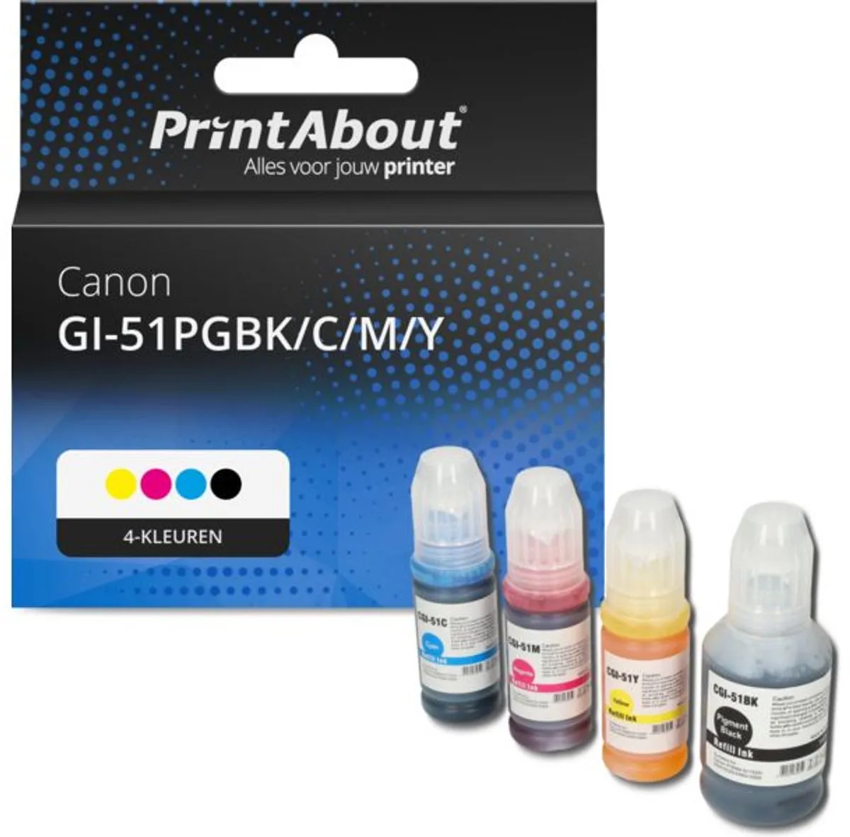 PrintAbout Canon GI-51PGBK/C/M/Y Inktcartridge Voordeelbundel