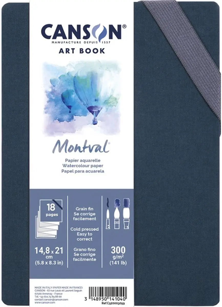 CANSON schetsboek ART BOOK Montval accordeon, 148×210 mm, 300 g/m², zwarte har