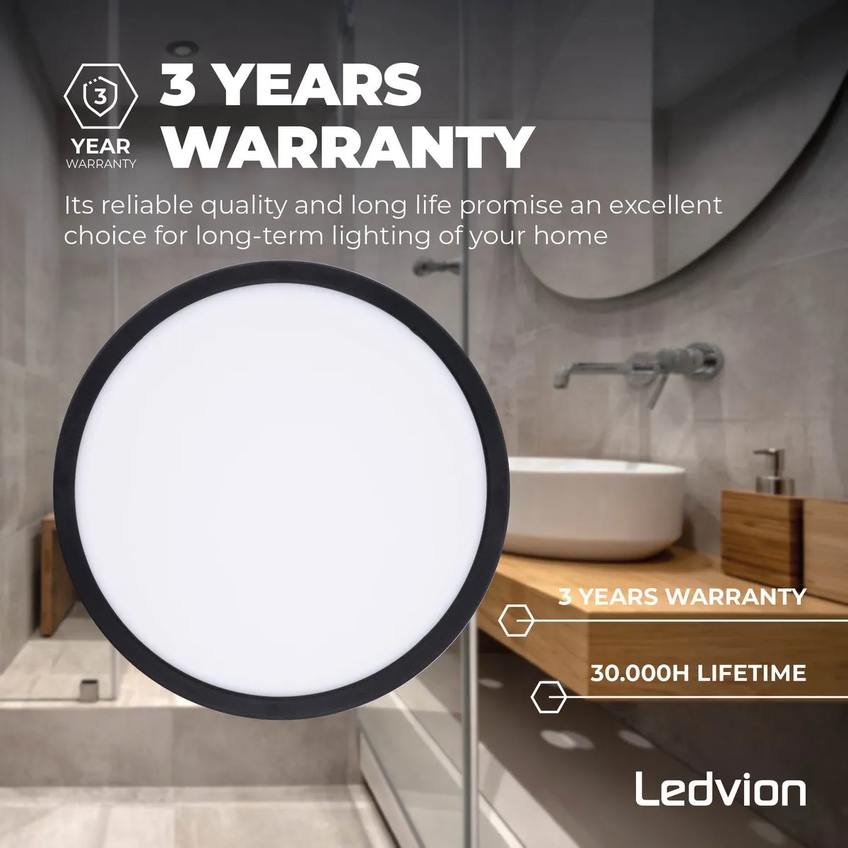 Ledvion LED Plafondlamp Ø29cm 24W - Zwart