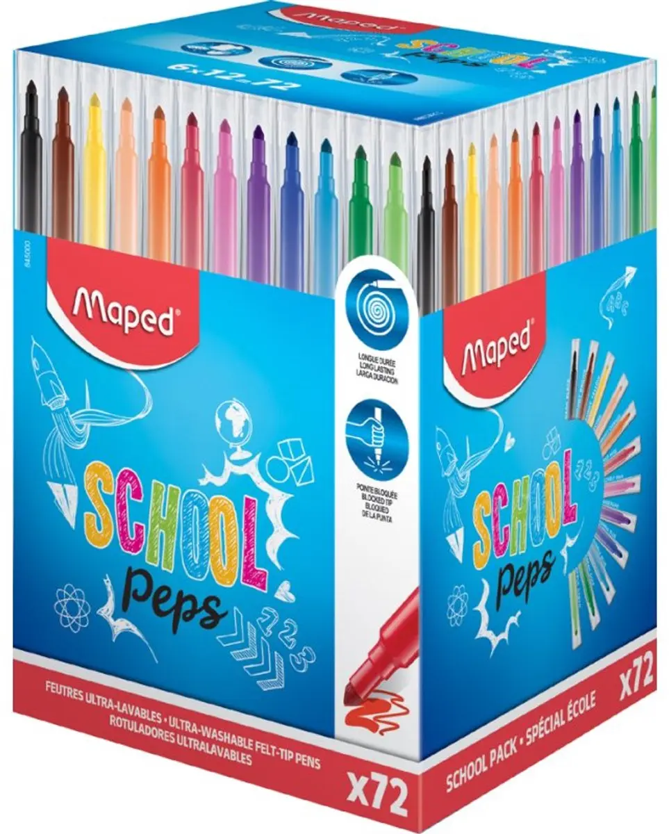 Maped viltstiften COLOR'PEPS Long Life, 12 kleuren, 144 stuks, display