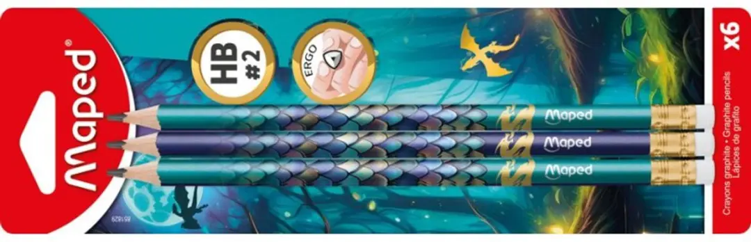 Maped potloden DRAGON, HB, driehoekig, 6 stuks