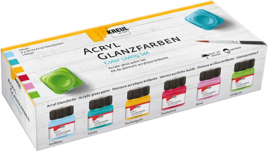 KREUL acrylglansverf Color Living set, 6 kleuren, 6 × 20 ml