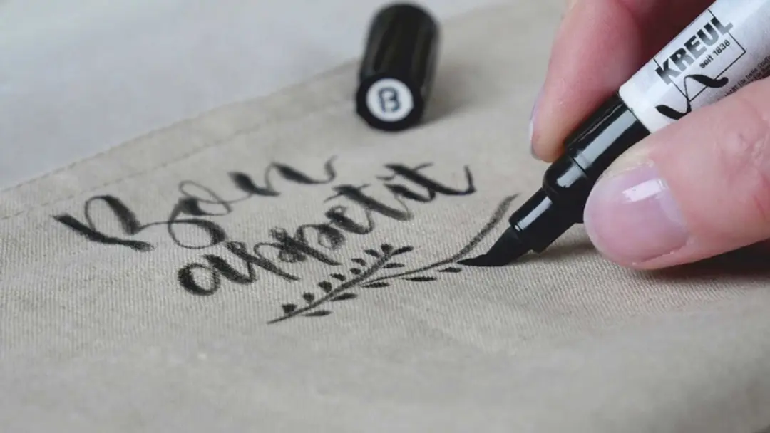 Kreul Textielstift met penseel - Zwart