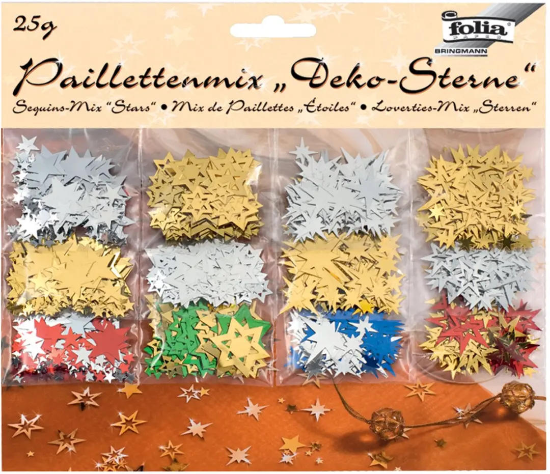 Lovertjes-mix/Strooimateriaal 'Decoratieve sterren', geassorteerd kleuren